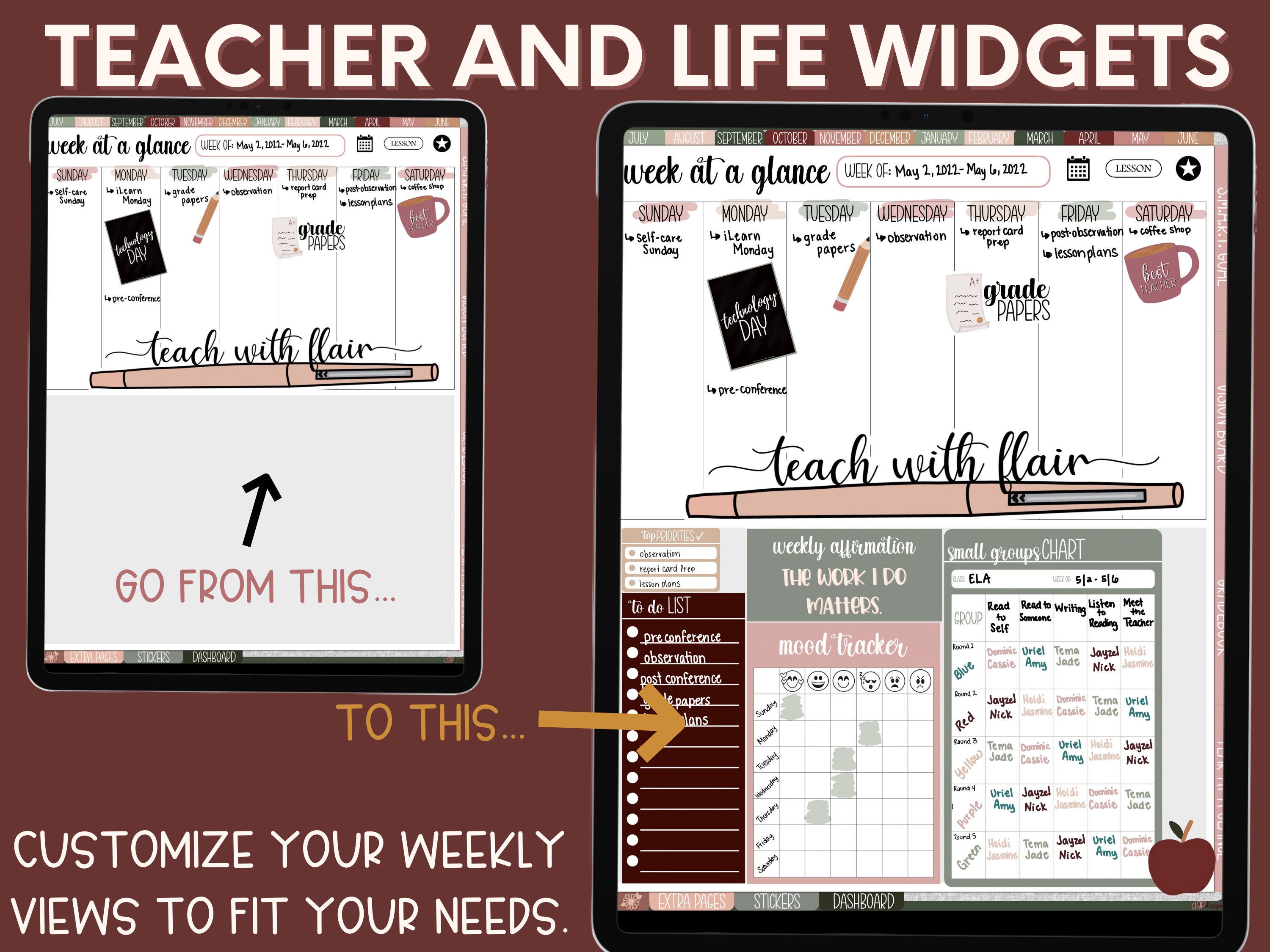 Digital Teacher Planner Undated Teacher Planner Lesson Etsy
