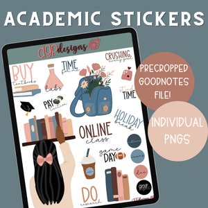 Digitale Studentenaufkleber, Goodnotes-Studentenaufkleber, vorgeschnittene akademische Aufkleber, funktional, iPad-Aufkleber, digitale Planungsaufkleber