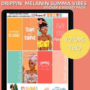 Black Girl Digital Stickers, Black Girl Summer, Stickers for Black Women, Summer African American Woman Digital Stickers, Goodnotes Stickers