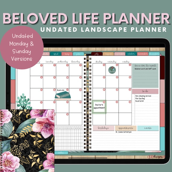 Digital 2024 Monthly Planner, for Digital Planning on iPad - bloom