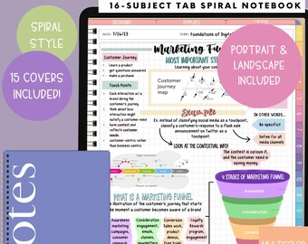Digital Notebook with Tabs, Student Notebook, Goodnotes Notebook, Notability Notebook, Digital Notes Template, Notebook Journal, iPad Notes