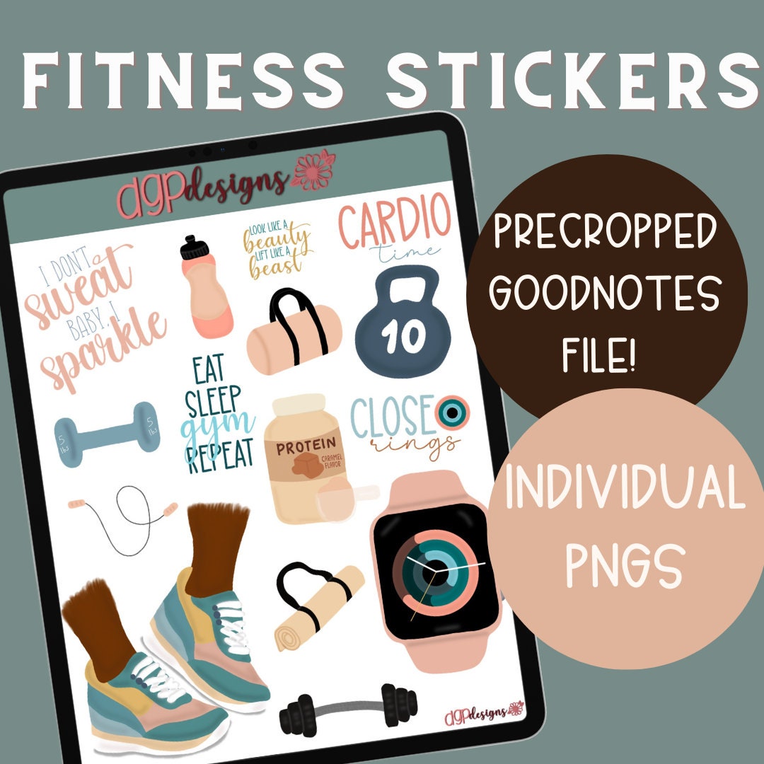 Digital Fitness Stickers, Exercise Stickers, Goodnotes Stickers ...