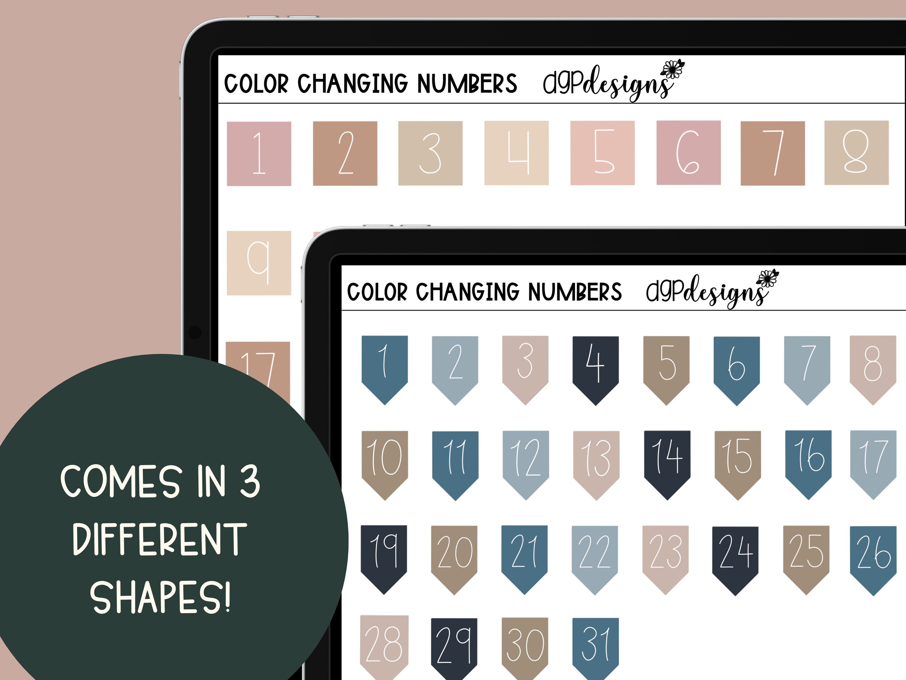Color Changing Stickers, Calendar Numbers, Goodnotes Stickers, Monthly ...
