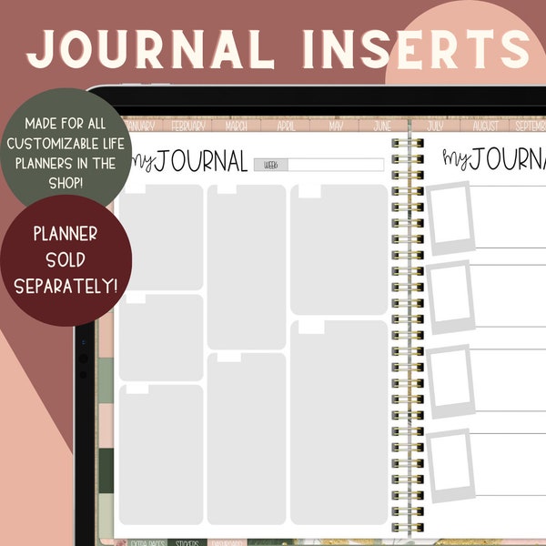 Digital Journal Inserts, Customizable Planner Inserts, Memory Keeper, Digital Memory Keeper, Journaling