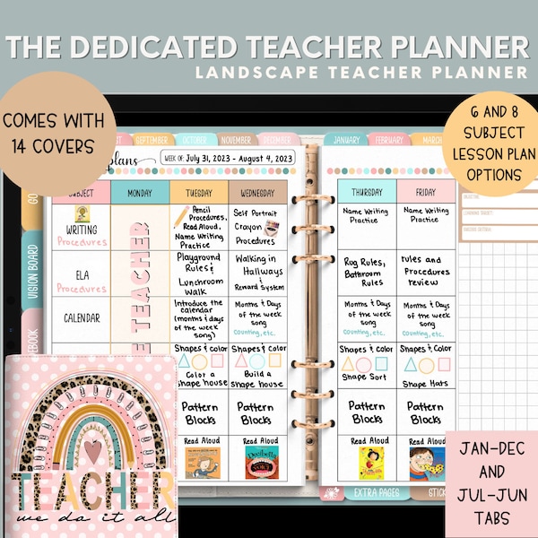 Digital Teacher Planner, Undated Teacher Planner Digital, 2023-2024 Academic Planner, Lesson Planner, Teacher Planner for Note-taking Apps