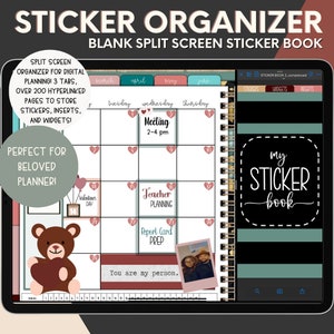 Digital Sticker Book for Goodnotes, Sticker Organizer, Split Screen Sticker Organizer, Widget Organizer, Sticker Book for Organization