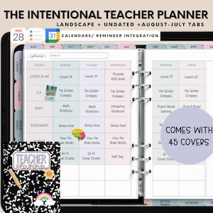 Digital Teacher Planner, Undated Teacher Planner Digital, 2025-2026  Academic Planner, Lesson Planner, Teacher Planner for Note-taking Apps