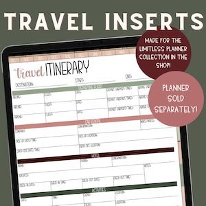 Travel Inserts for Digital Planner, Vacation Inserts, Digital Travel Inserts, Travel Itinerary, Travel Budget Inserts, Trip Inserts