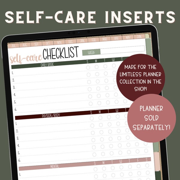 Self-Care-Einsätze, Self-Care-Checkliste, Wellness-Planer, bauen Sie Ihr eigenes, tägliches Wohlbefinden, Achtsamkeit geistige und körperliche Gesundheit, Einsätze