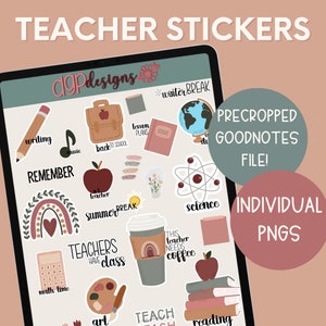 Digital Teacher Stickers, Goodnotes Stickers for Teachers, Lesson Planner Stickers, School Stickers, Teacher Themed Stickers, Back to School