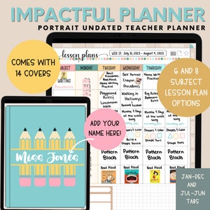 Digital Teacher Planner, Undated Teacher Planner, 2025-2026 Academic Planner, Lesson Planner, Planner for Goodnotes, Notability, iPad