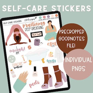 Self Care Digital Stickers, Stickers for Digital Planner, iPad Stickers, Self-Love Stickers, Goodnotes, Notability, Zoomnotes, Black Girl