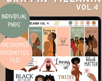 Black Girl Digital Stickers, Melanin Stickers, Afro Girl Stickers, Stickers for Goodnotes, iPad Stickers, African American Stickers