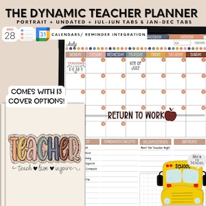 Teacher Digital Planner, Undated Teacher Planner, Digital Planner, 2025-2026 Academic Planner, Lesson Planner, Planner for Goodnotes,