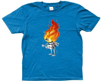 He's on fire! Kids shirt - Blue