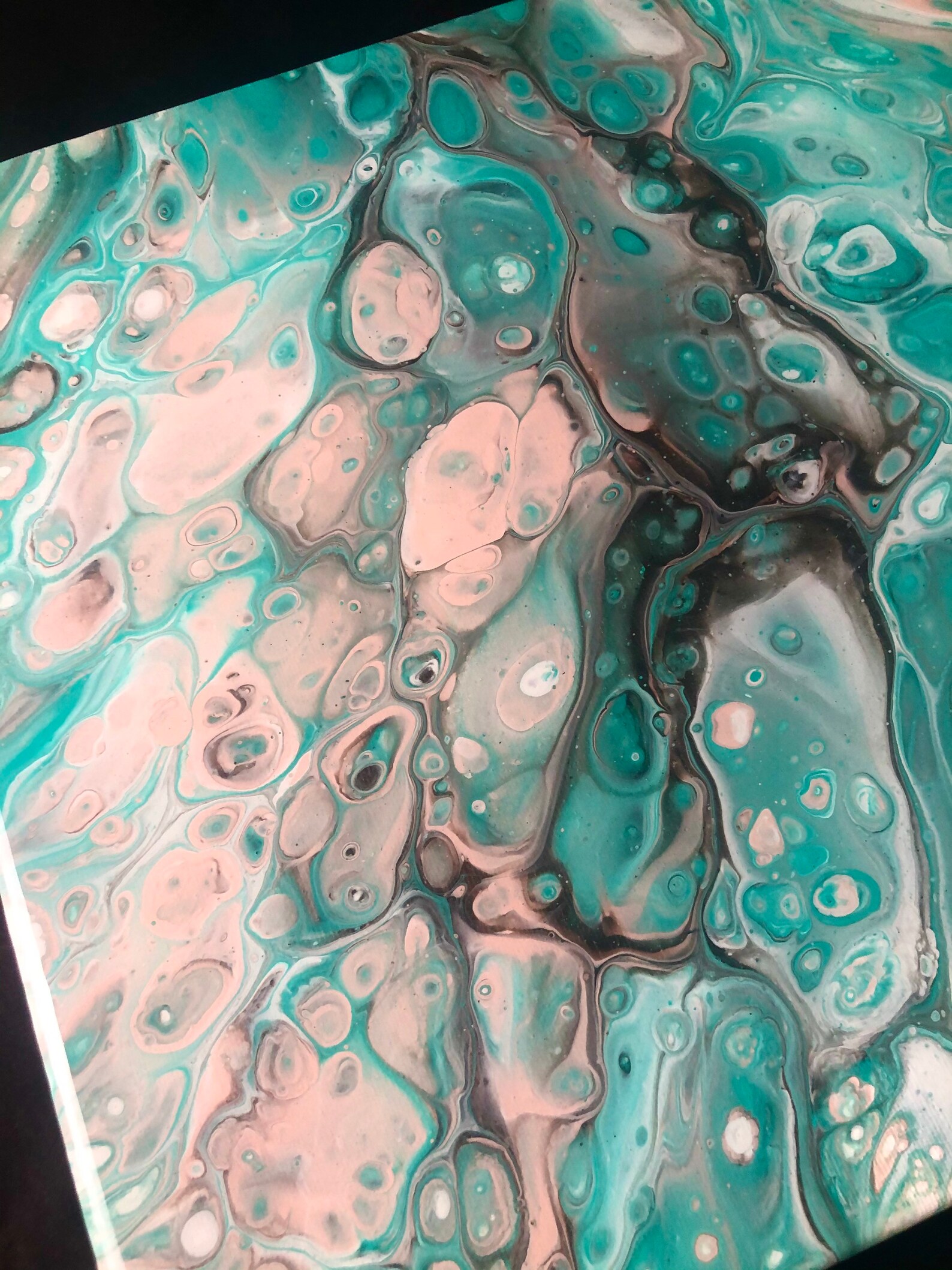 Pink and Teal Acrylic Pour Abstract 12x12 Wall Art Etsy