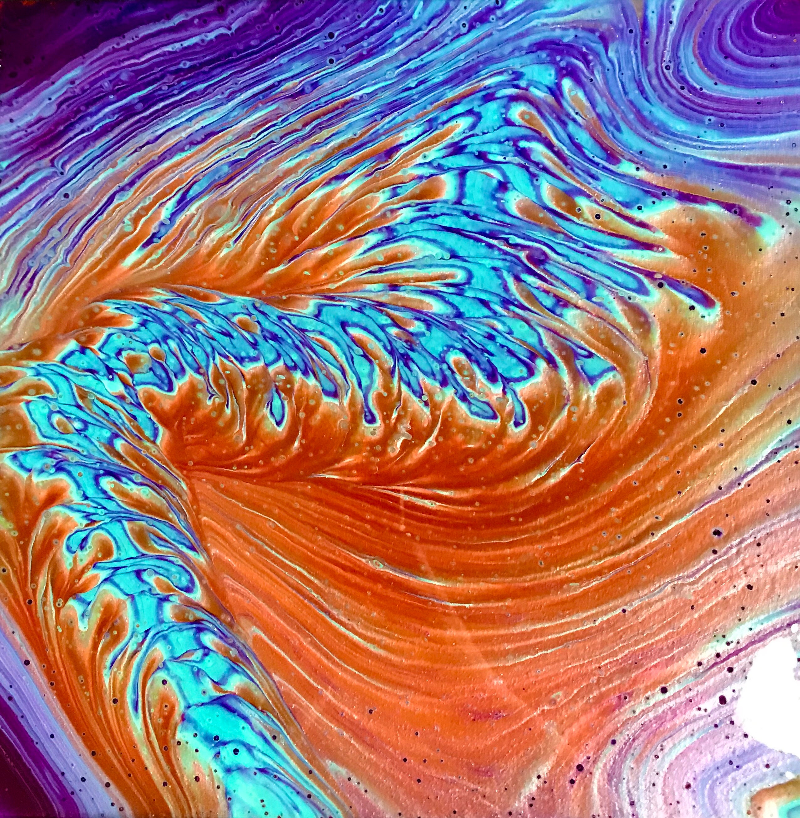 Orange and Purple Metallic Acrylic Pour. Coated in Epoxy Resin 12x12 - Etsy