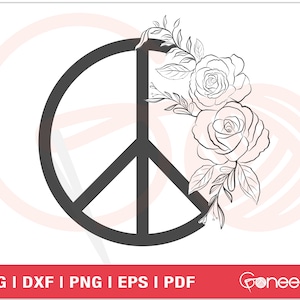 Peace Sign SVG Cut File | Peace Floral Design SVG | Inspirational Peace Symbol SVG | Commercial Use | Instant Download | Sublimation