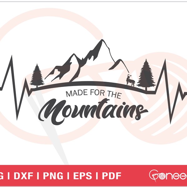 Heartbeat Nature Mountains Svg - Etsy
