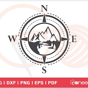 Camper Compass SVG | Mountains And Trees Compass SVG | Nature Landscape Cut File | Commercial Use | Instant Download | Printable Vector