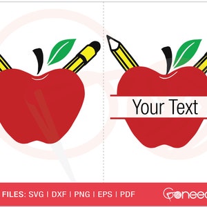 Teacher Apple SVG Bundle, Teacher Monogram SVG, Apple Svg, Apple With Pencil Monogram SVG, School Cut File, Iron On File, Cuttable Vector