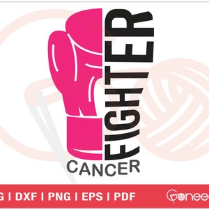 Cancer Fighter SVG, Cancer Awareness SVG, Guantes de boxeo y cinta de cáncer, Curar cáncer SVG, Lucha por un hierro de curación en el archivo de corte, Sublimación