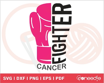 Cancer Fighter SVG, Cancer Awareness SVG, Boxing Gloves and Cancer Ribbon, Heal Cancer SVG, Fight For A Cure Iron On Cut File, Sublimation