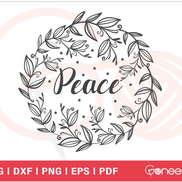 Peace Laurel Wreath SVG Cut File | Laurel Leaf Wreath | 2021 Seasons Greeting SVG | Commercial Use | Instant Download | Sublimation