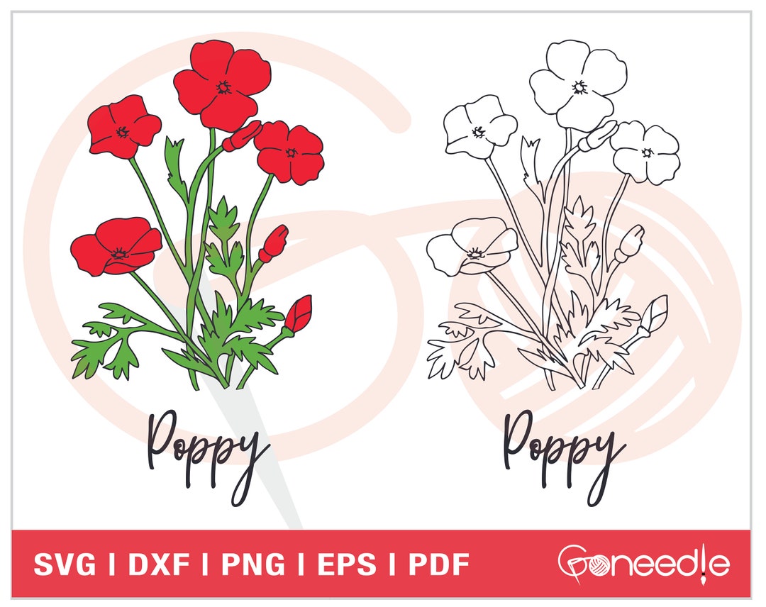 Poppy Flower SVG Cut Files Wedding Bouquet SVG Floral Bouquet Botanical