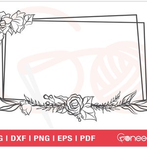 Flower Frame SVG, Floral Frame Cut File, Flower Monogram Frame, Floral Wedding Template, Wedding Sign Iron On, Vector, Sublimation