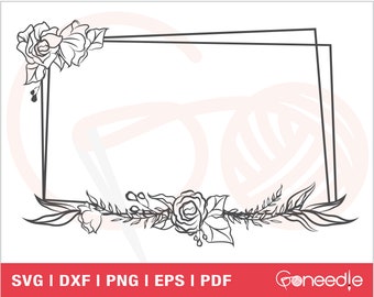 Flower Frame SVG, Floral Frame Cut File, Flower Monogram Frame, Floral Wedding Template, Wedding Sign Iron On, Vector, Sublimation