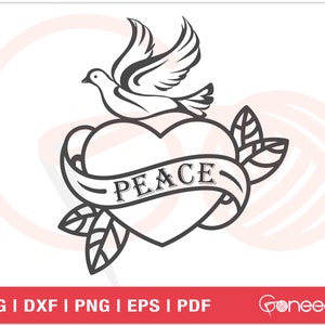 Peace SVG Cut Fichier | Vacances SVG | Peace Love Bird Signe SVG | Résolution du Nouvel An Svg | Utilisation commerciale | Téléchargement instantané | Vecteur imprimable