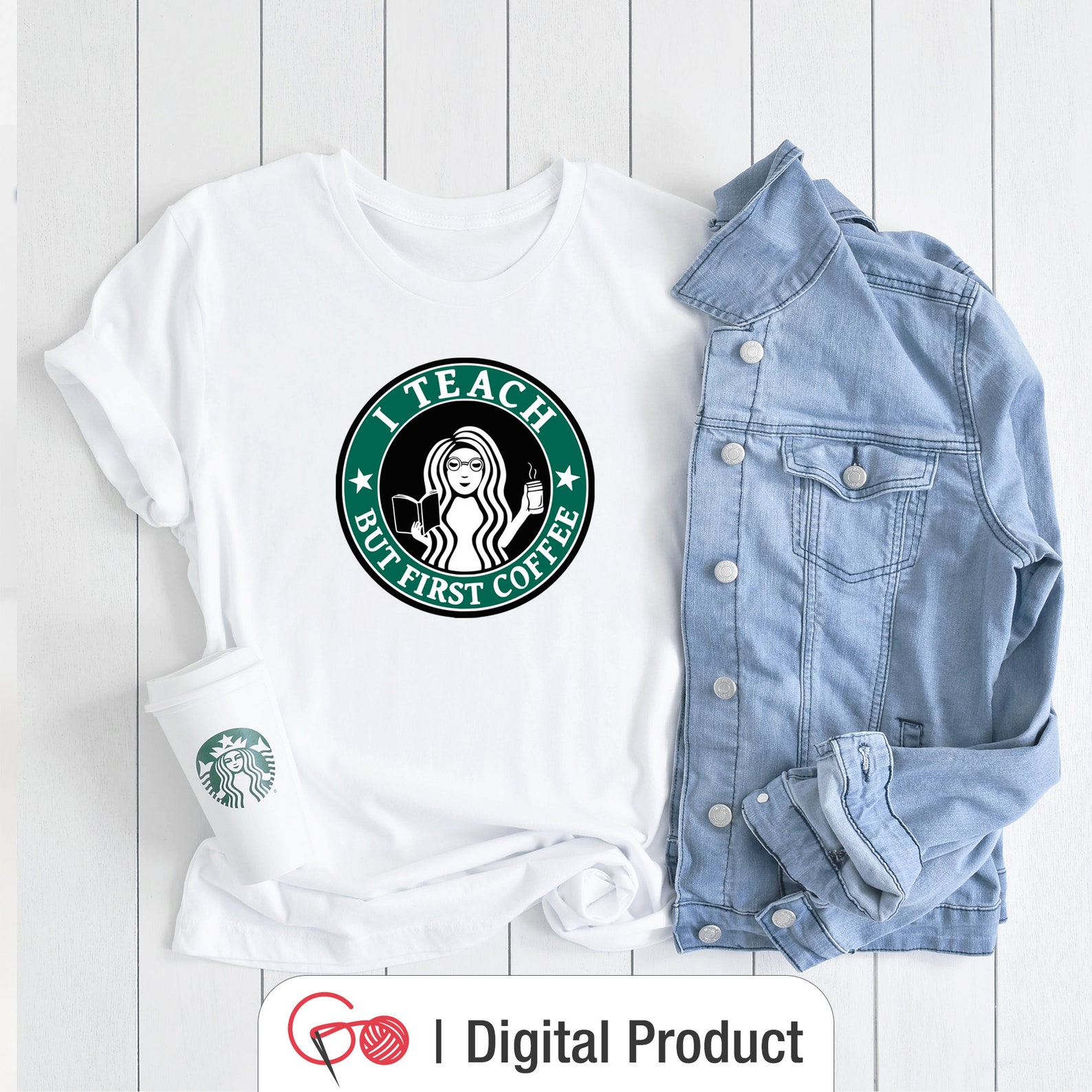 Download Teacher SVG I Teach But Coffee First svg Teacher Starbucks | Etsy