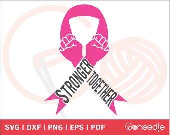 Pink Cancer Awareness SVG, Stronger Together Cancer Svg, Heal Cancer SVG, Fight For A Cure Svg, Cancer Ribbon Iron On Cut File, Sublimation