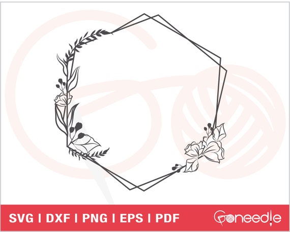 Flower Frame SVG, Hexagon Floral Frame Cut File, Flower Monogram Frame, Floral Wedding Template, Wedding Sign Iron On, Vector, Sublimation