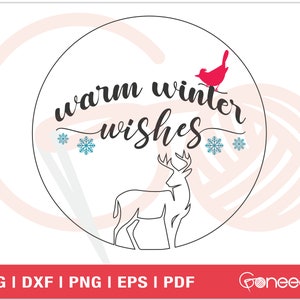 Deseos de invierno caliente SVG / Diseño de señal de invierno / Diseño de invierno con pájaro y ciervo / uso comercial / Descarga instantánea / Vector imprimible
