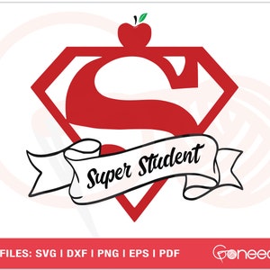 Arquivo de corte SVG de estudante, SVG de super estudante, Svg de estudante de super-herói Apple, SVG de melhor estudante de todos os tempos, sublimação, pronto para impressão