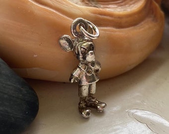 Ciondolo retrò di Topolino. Ciondolo vintage di Topolino in argento massiccio. Ciondolo in argento di Topolino. Ciondolo Disney vintage. Amante della Disney