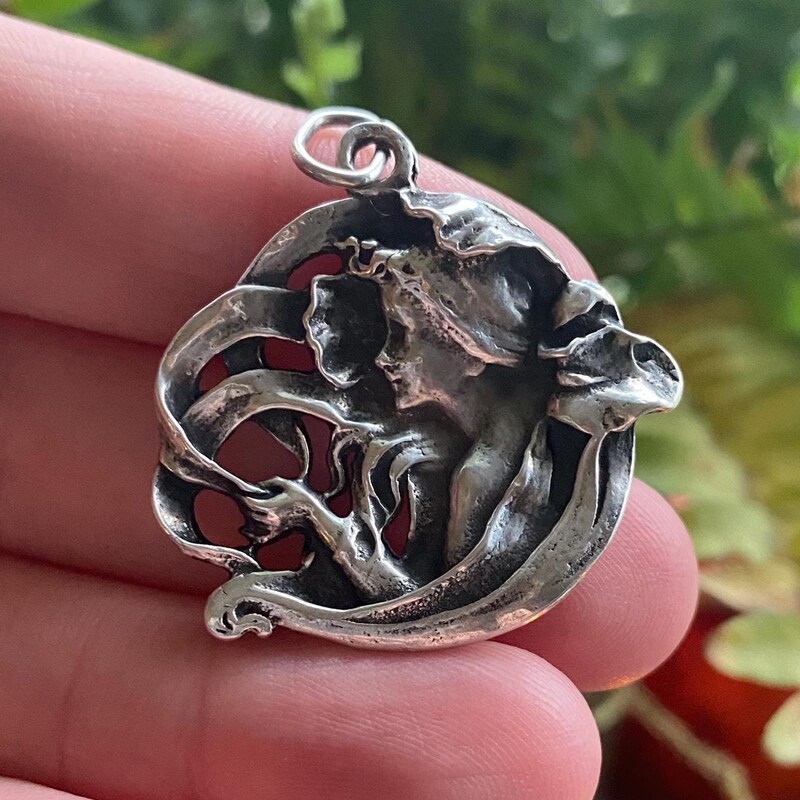 Vintage Victorian Pendant, Art Nouveau Floral Pendant main image 1
