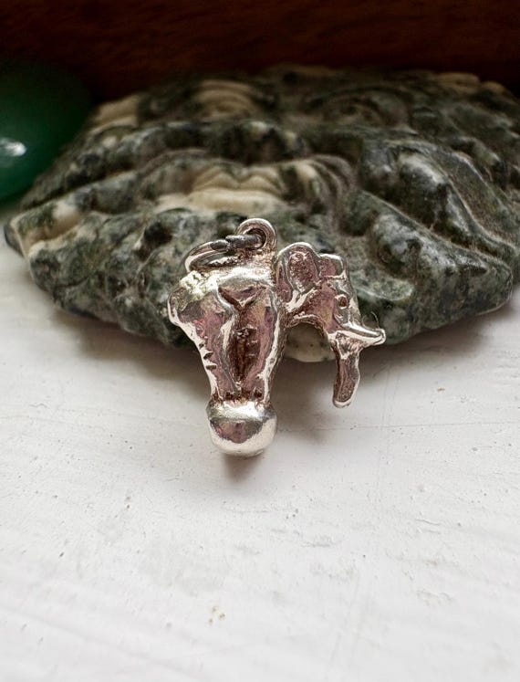 Solid silver circus elephant charm. Elephant on a… - image 2