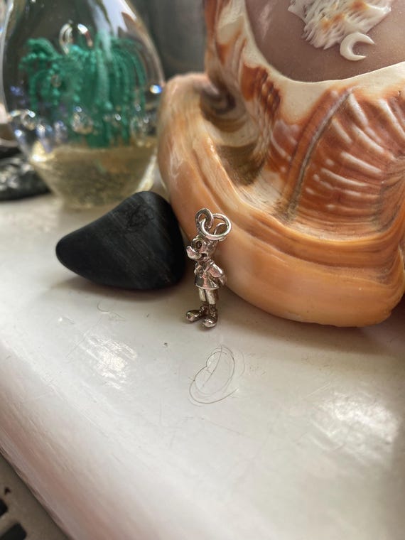 Retro Mickey Mouse charm. Solid silver vintage Mi… - image 4