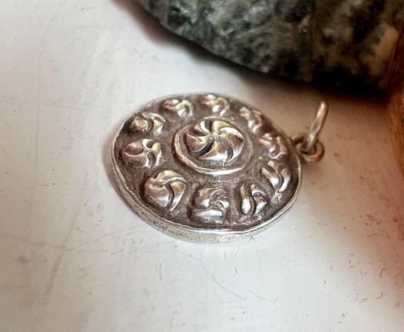 Tiny Celtic design coin style charm. Hallmarked B… - image 7