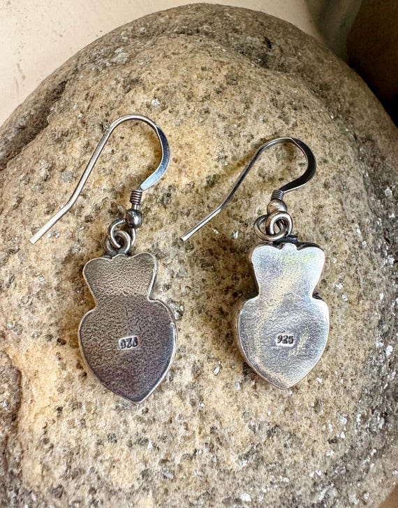 Solid weight Claddagh style earrings. Silver hear… - image 3