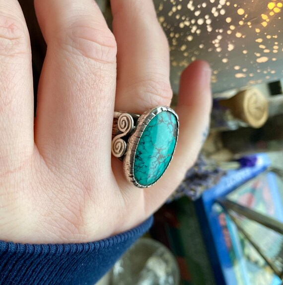 Vibrant turquoise ring. Solid silver and turquois… - image 4