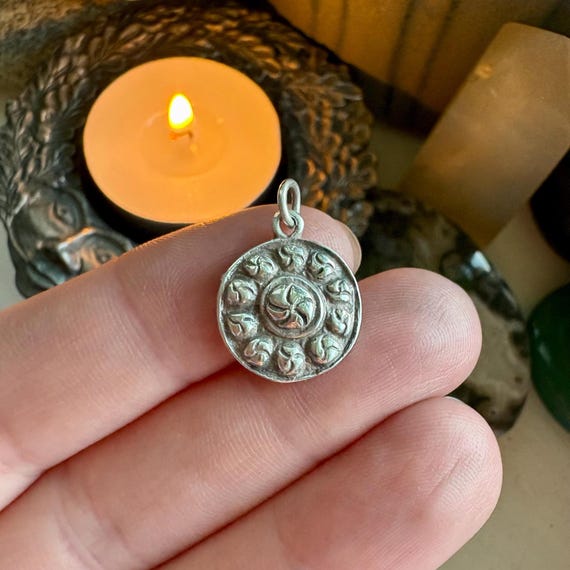 Tiny Celtic design coin style charm. Hallmarked B… - image 1