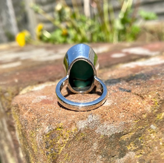 Gorgeous highly set turquoise ring. Green turquoi… - image 10