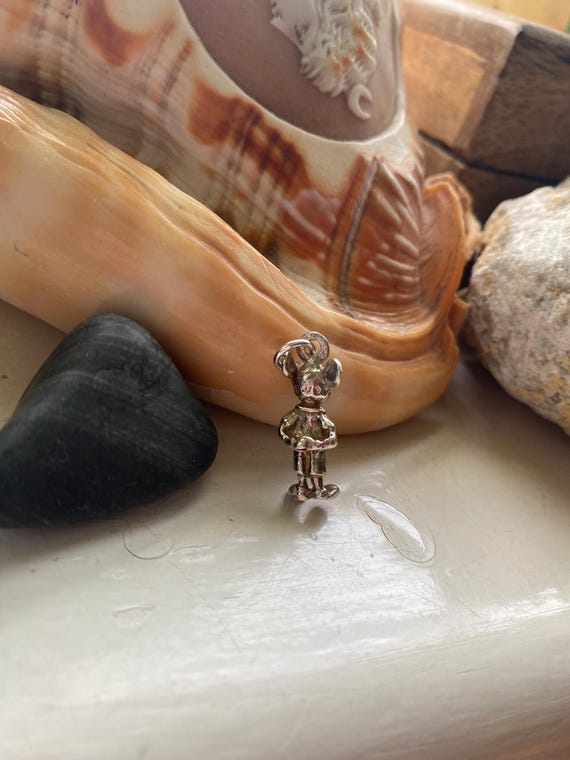 Retro Mickey Mouse charm. Solid silver vintage Mi… - image 2