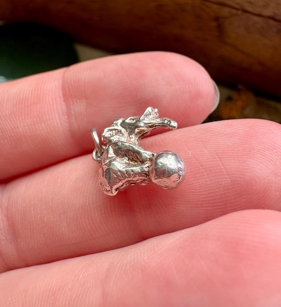 Solid silver circus elephant charm. Elephant on a… - image 4