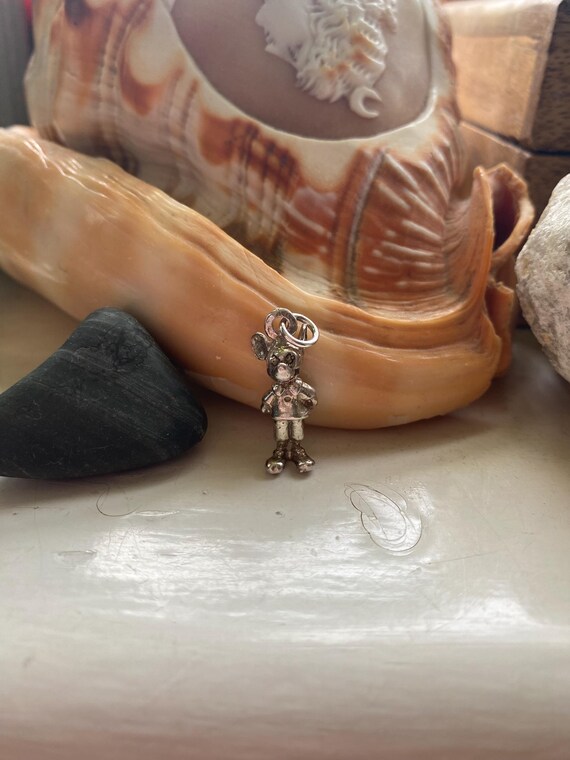 Retro Mickey Mouse charm. Solid silver vintage Mi… - image 3