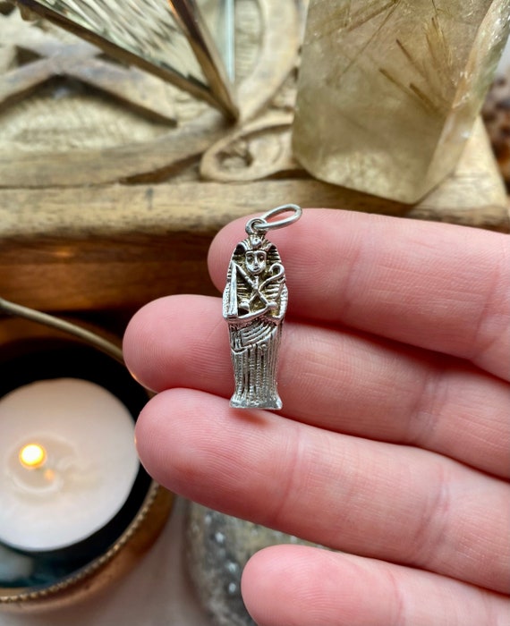 Vintage solid silver sarcophagus charm. Vintage mu